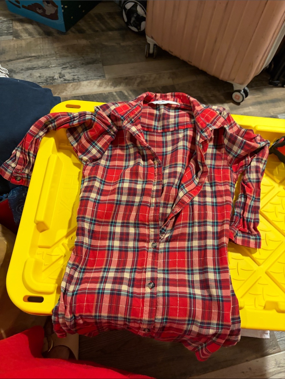H&M Red Plaid Button-Down Shirt for Kids